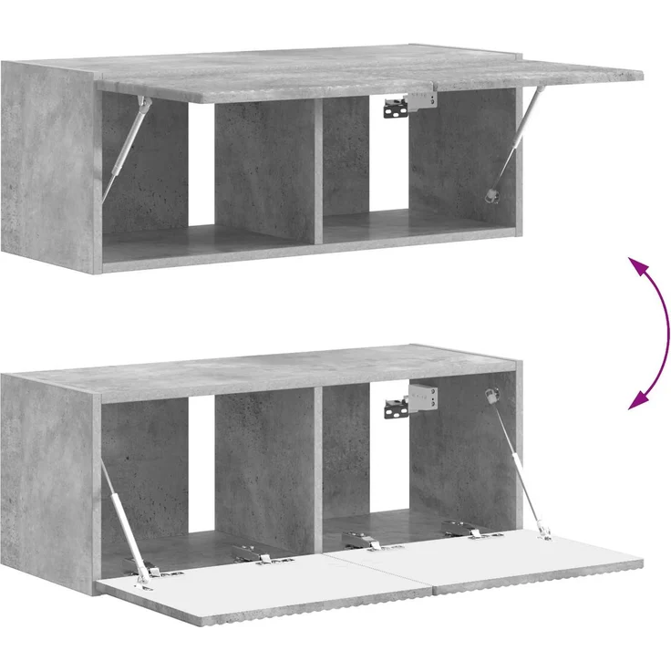 vidaXL TV-Schrankset Wandmontiert 4 pcs Beton Grau Holzwerkstoff 3409036 – Bild 12
