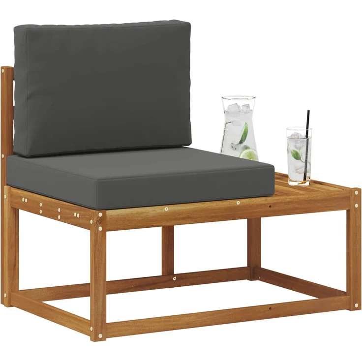 vidaXL Outdoor End Sofa mit Kissen Natur und Anthrazit 91 x 63 x 73 cm 900476 – Bild 3