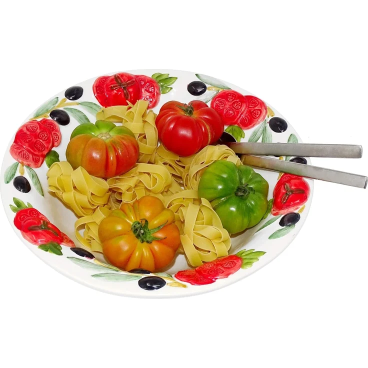 Lashuma Obstschale Tomate Olive, Keramik, (1-tlg), Pasta Schüssel rund Ø 27 mit Relief Dekor – Bild 3