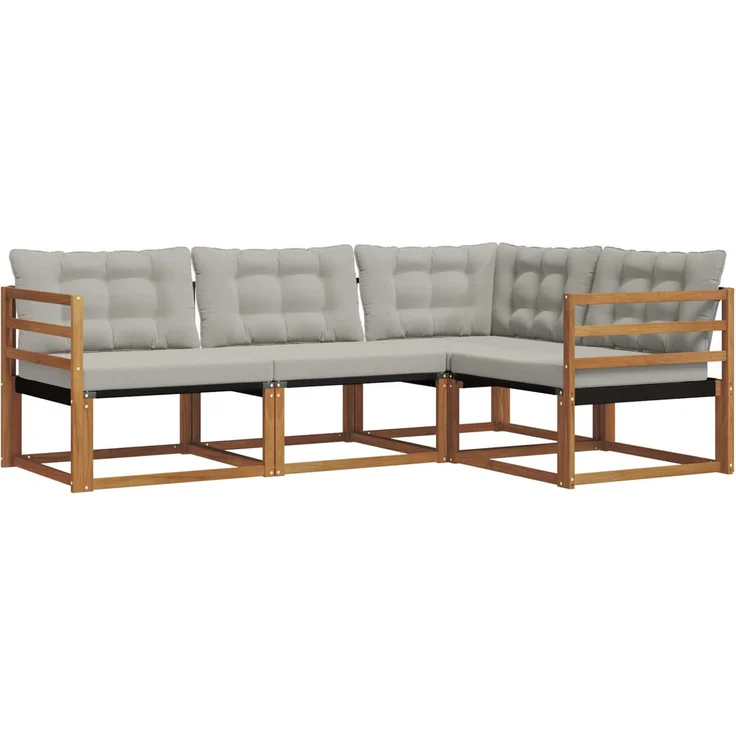 vidaXL Outdoor-Sofagarnitur 4 stk. 4-Sitzer Natur und Hellgrau 3369398 – Bild 2