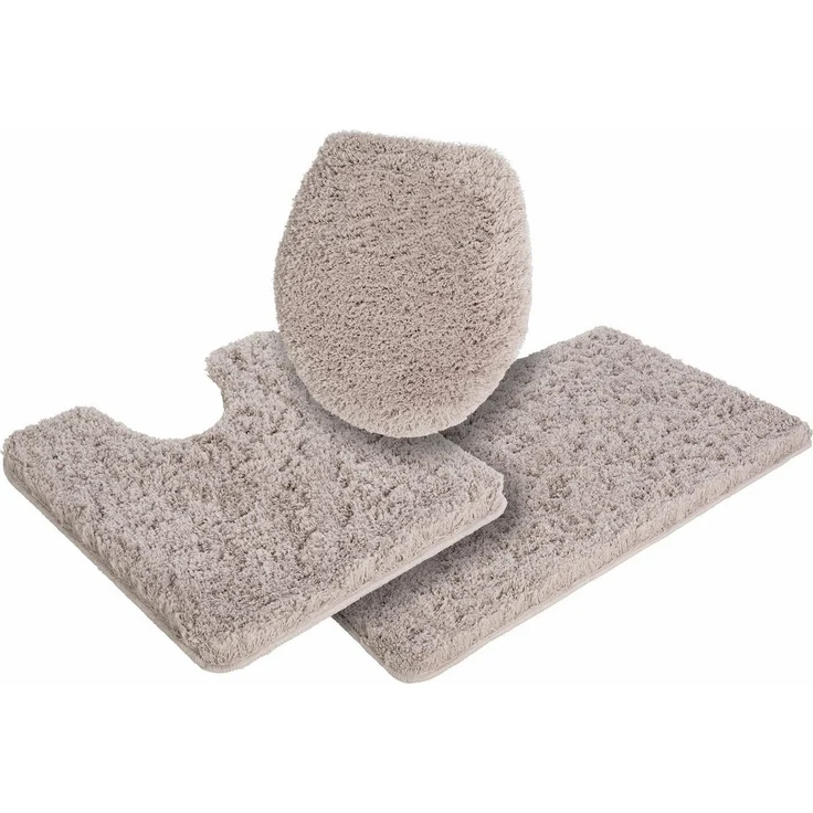 Möve Badematte Superwuschel, Badvorleger, Badezimmer Teppich, Höhe 40 mm, rutschhemmend beschichtet, fußbodenheizungsgeeignet, schnell trocknend, strapazierfähig, Polyester, rechteckig, 3-tlg. Stand-WC Set, Mikrofaser-Badematte, Badteppich, rechteckig,... – Bild 1