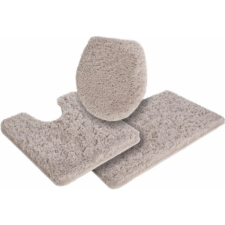 Möve Badematte Superwuschel, Badvorleger, Badezimmer Teppich, Höhe 40 mm, rutschhemmend beschichtet, fußbodenheizungsgeeignet, schnell trocknend, strapazierfähig, Polyester, rechteckig, 3-tlg. Stand-WC Set, Mikrofaser-Badematte, Badteppich, rechteckig,...