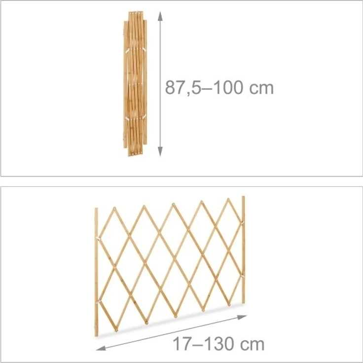 Relaxdays Hundeabsperrgitter, ausziehbar bis 130 cm, 87,5-100 cm hoch, Bambus, Hunde Schutzgitter, Treppe & Tür, Natur – Bild 4