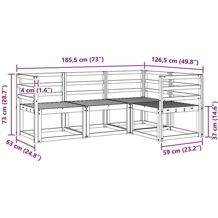 vidaXL Outdoor-Sofagarnitur 4 stk. 4-Sitzer Natur Massivholz Akazie 3366307 – Bild 8