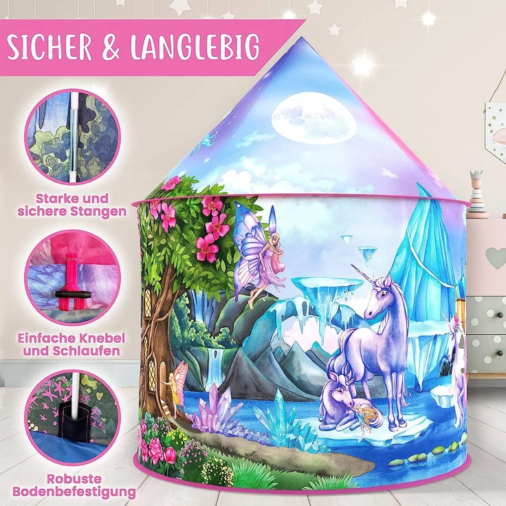 W&O Unicorn Play Tent with Magical Unicorn Sounds, Unicorn Toys for Girls, Unicorn Gifts for Girls, Play Tents, Pop Up Tents for Kids, Kids Tent Indoor & Outdoor, Tent for Kids, Kids Play Tent – Bild 4