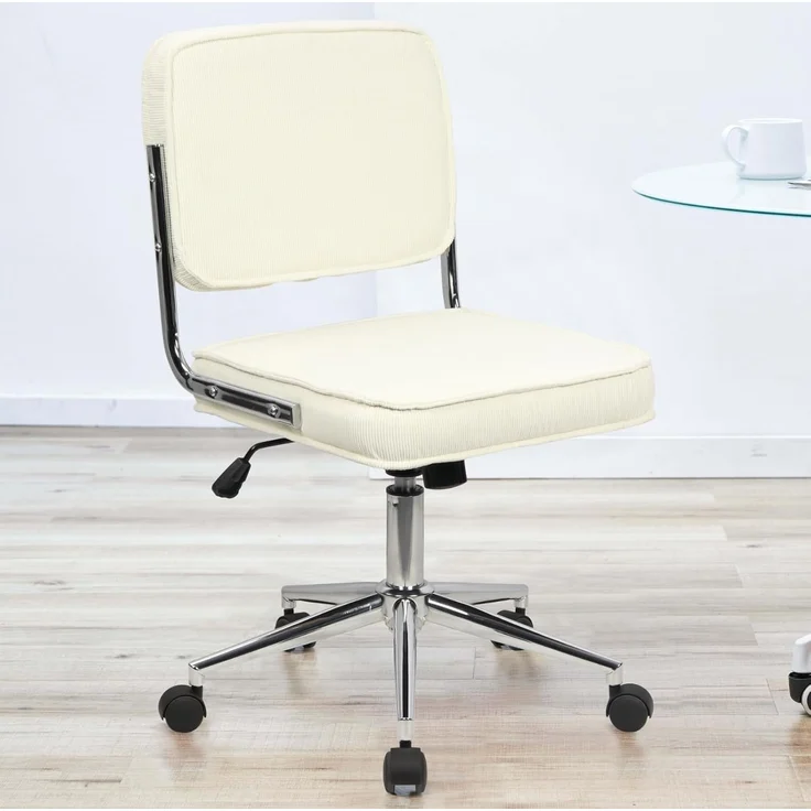 SVITA Schreibtischstuhl LIV, Höhenverstellbar, Bezug aus Cord, Bürostuhl, Rollen, Drehstuhl, Weiß – Bild 2