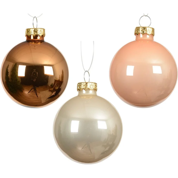 Kaemingk Weihnachtsbaumkugel, Weihnachtskugeln Glas 6cm x 20 Stück - Perle / Brandy Mix