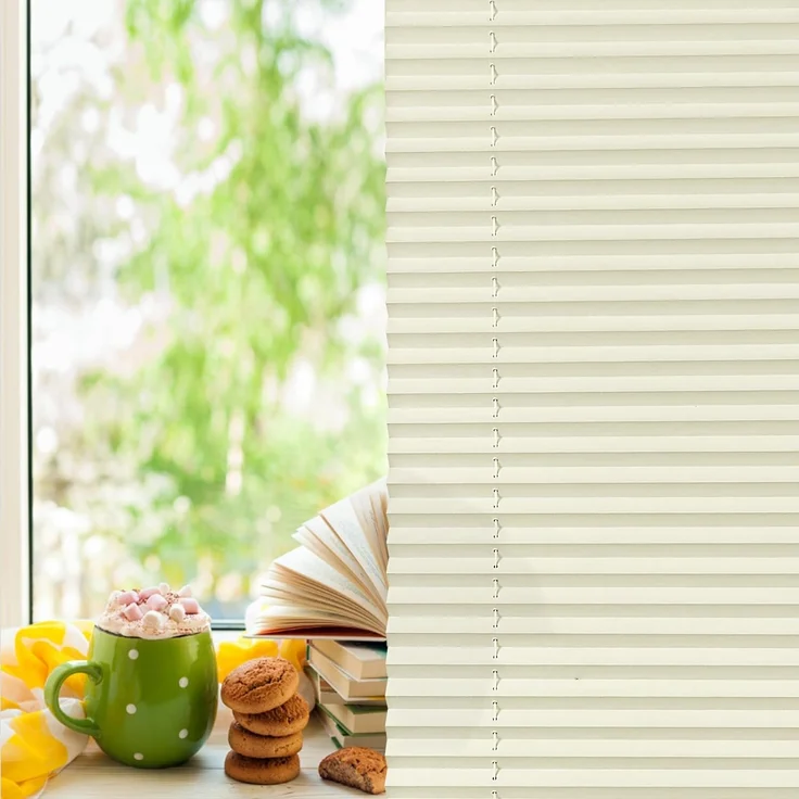 Plisseerollo ohne Bohren Klemmfix 65x200 cm(BxH) Beige Jalousie Sonnenschutz Easyfix Faltrollo Lichtdurchlässig Rollo für Fenster & Tür – Bild 3