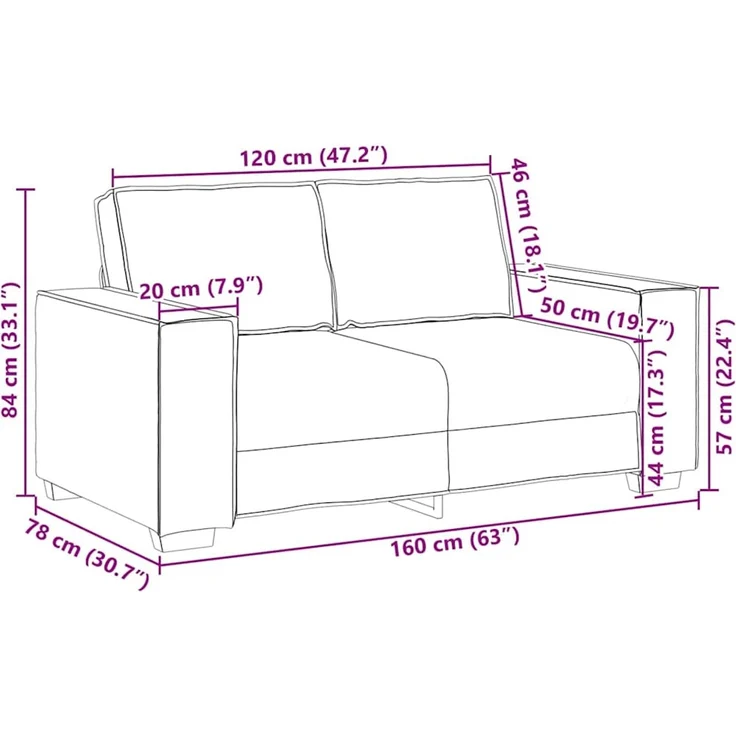 vidaXL Zweisitzer-Sofa Weinrot 160 cm Kunstleder 4105048 – Bild 9