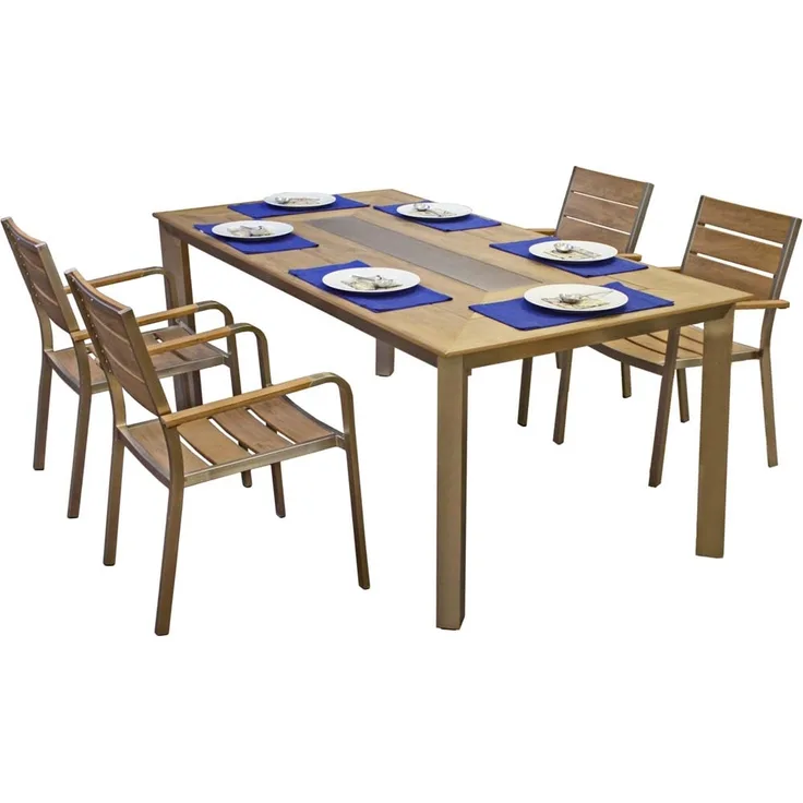 Garten Tischgruppe FLORENCE 5-tlg. mit Tisch und 4 × Stapelstuhl