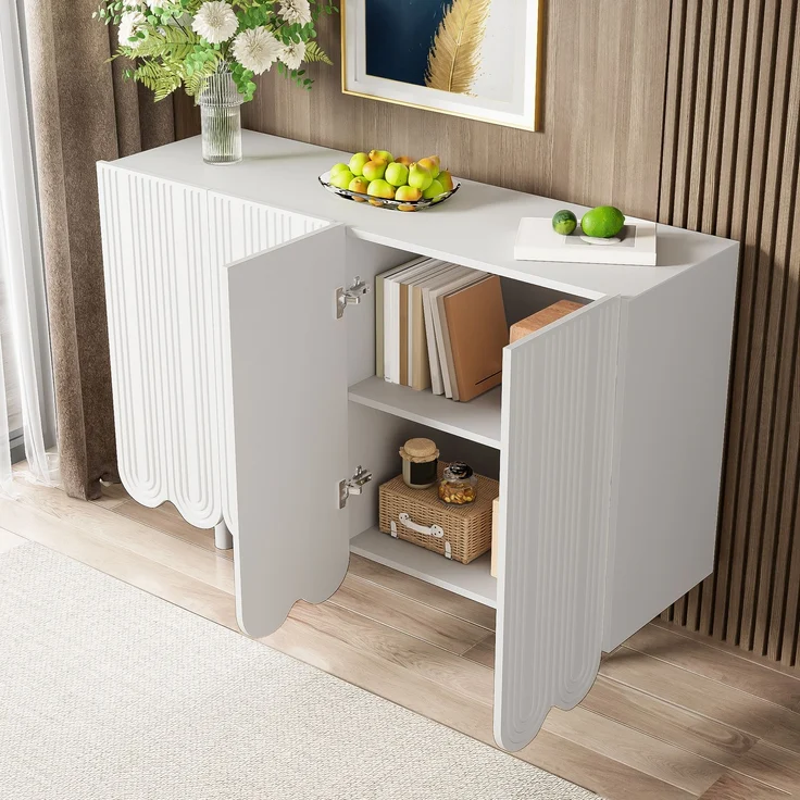 ZUBALIYA Sideboard 120x37,5x80,8 cm, aus MDF, Weiß – Bild 10
