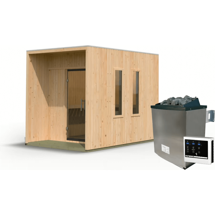 Karibu Saunahaus Laguna mit 9kW Ofen in zwei Farben erhältlich naturbelassen – Bild 2