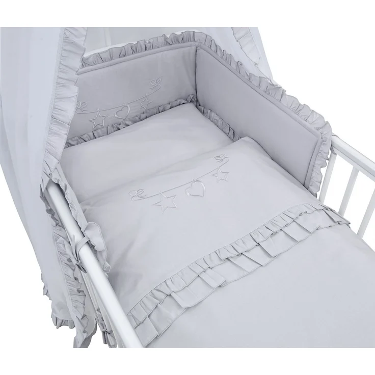 Baby-Delux Babybettwäsche Baby Bettwäsche Set 4-Tlg. Nestchen Chiffonhimmel, Baumwolle, 4 teilig, Bettset für Babybetten 140x70 & 120x60 Royal Rüsche – Bild 2
