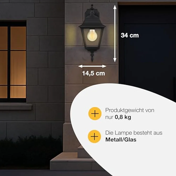 Brilliant Newport hängende Außenwandleuchte schwarz – LED-Wandleuchte für draußen – E27 Sockel exkl. LED Leuchtmittel – wetterfeste Außenleuchte – Bild 6