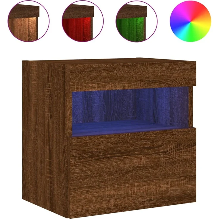 TV-Wandschrank, Fernsehschrank mit LED-Leuchten Braun Eichen-Optik 40x30x40 cm – Bild 2