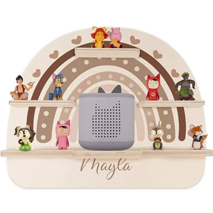 Kidsmood - Tonie Regal personalisiert mit Namen – Wandregal für Toniebox 2 & Figuren | Abgerundete Ecken & Kanten Inkl. Metallplättchen für Tonie Hörfiguren | Kinderzimmer Regal für Mädchen & Jungen – Bild 2