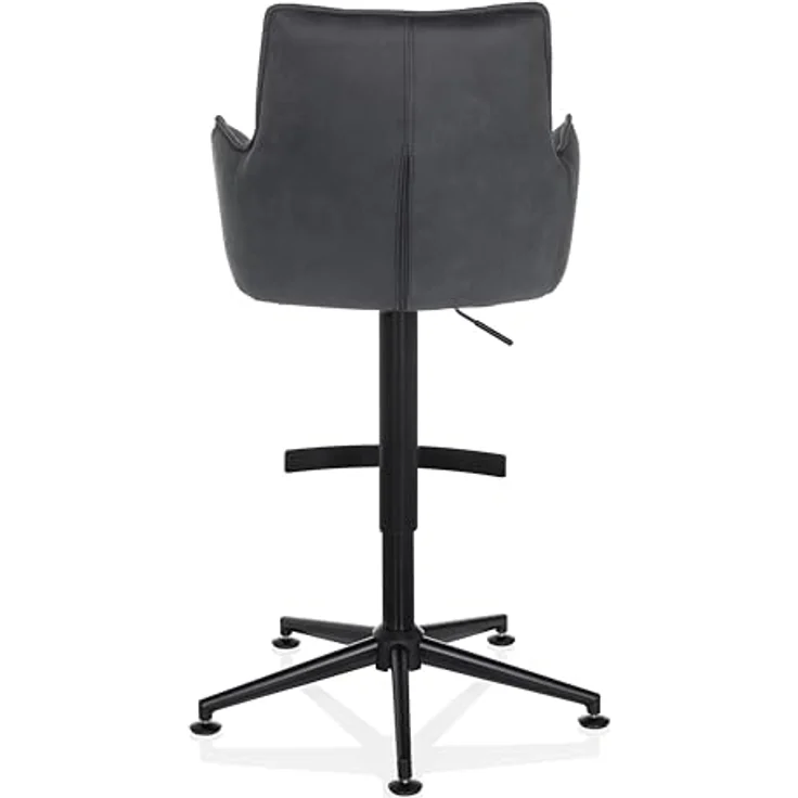 hjh LIVING Barhocker höhenverstellbar, Hocker mit Lehne SOLAO Life HIGH Stoff, drehbarer Tresenhocker mit Fußstütze und Armlehnen, Anthrazit – Bild 8