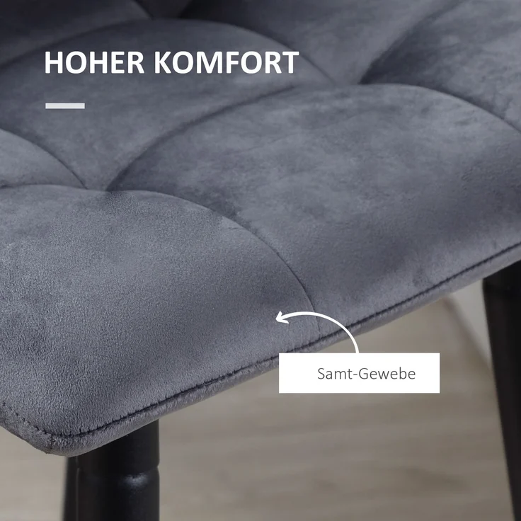 HOMCOM Barhocker-Set, Polyester, Stahl, Grau, 42L x 55B x 103H cm – Bild 5