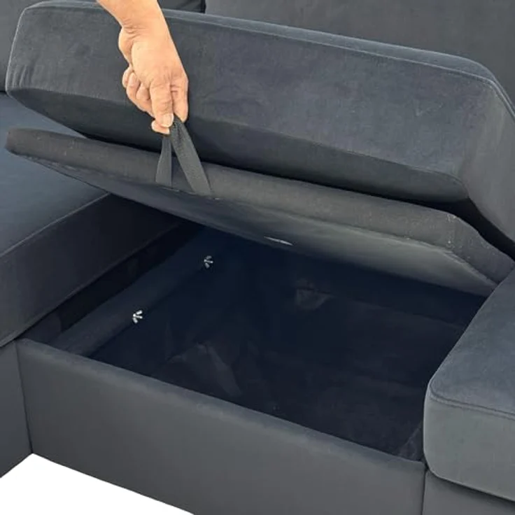 Ball & Cast Ecksofa Klein mit Stauraum, Moderne L-förmige und Umkehrbare Couch für Wohnzimmer, Schlafzimmer & Wohnung, Dunkelgrau – Bild 9