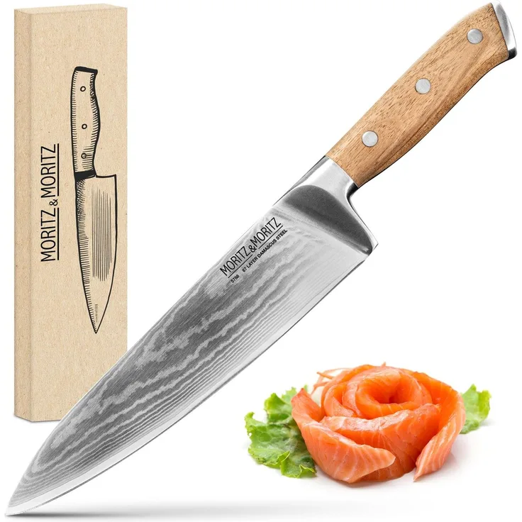 Moritz & Moritz Damast Kochmesser, ergonomischem Griff, 20 cm Klinge
