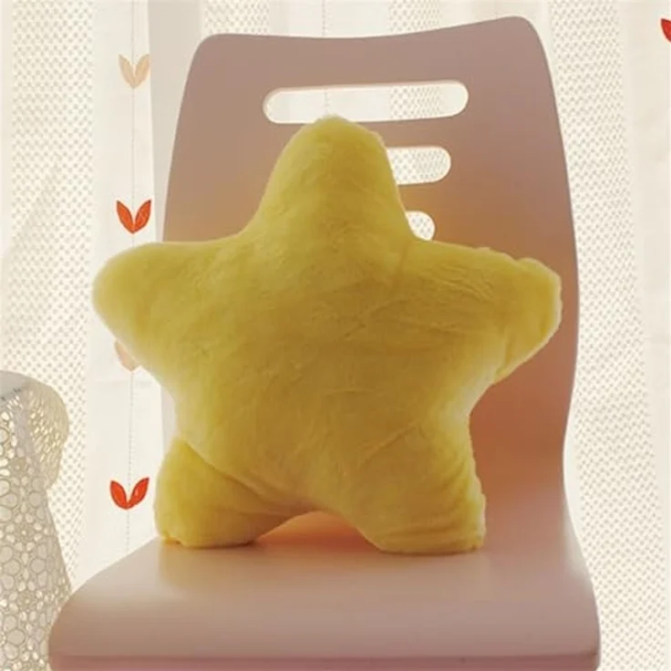 38 cm Kuschelkissen Kinder Sternkissen Weiche Flauschige Sternform Zierkissen Sofakissen, Plüsch Kissen Dekokissen für Kinderzimmer Schlafzimmer Deko (Gelb) – Bild 1