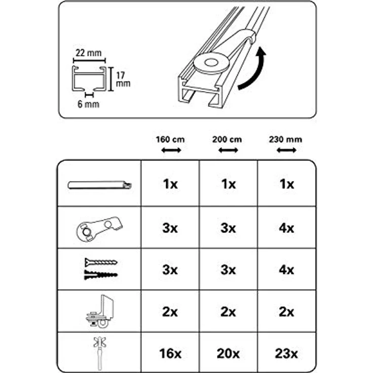 Aluminium-Vorhangschienen-Set Luna 1-Lauf Weiß – Bild 4