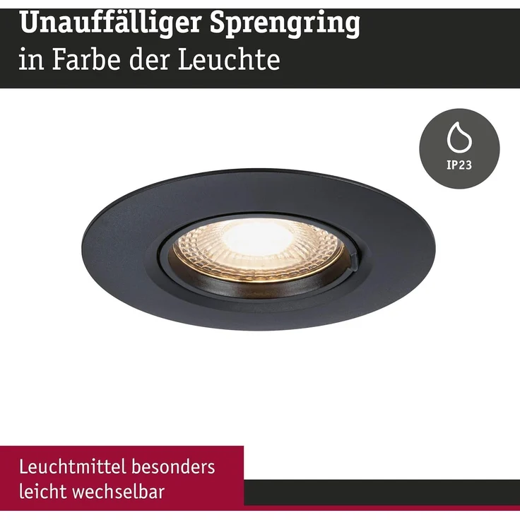Paulmann 92120 Einbauleuchte rund 90mm 10er-Set Schwarz starr – Bild 3