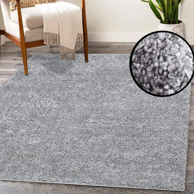 Teppich Läufer Hochflor Shaggy - 80x300cm Läufer - Grau Einfarbig Wohnzimmer Uni Flauschig Modern Boho Deko Teppiche Weich Schlafzimmer – Bild 3