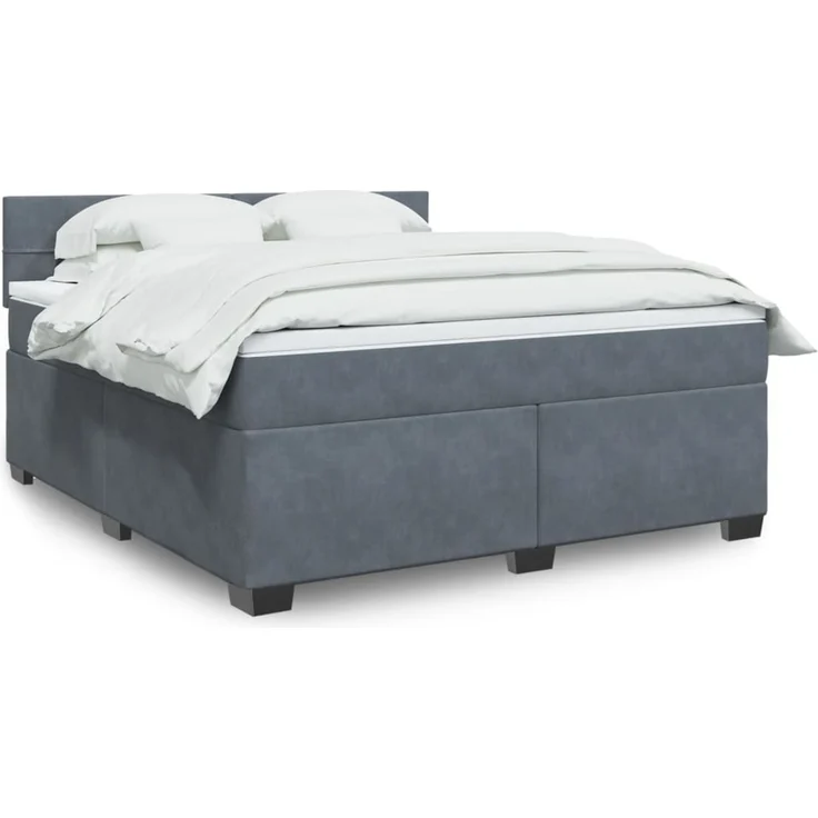 vidaXL Boxspringbett mit Matratze Dunkelgrau 180x200 cm Samt 3286379 – Bild 1