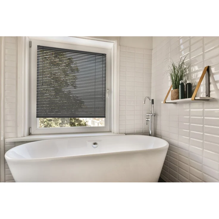 Sonello Jalousie Klemmfix ohne mit Bohren 30cm x 100cm Anthrazit Aluminium Jalousette, Klemmfix, Inkl. Halterung für Decken- u. Wandmontage Alu Jalousie Fenster u. Tür, Blickdicht freihängend – Bild 4