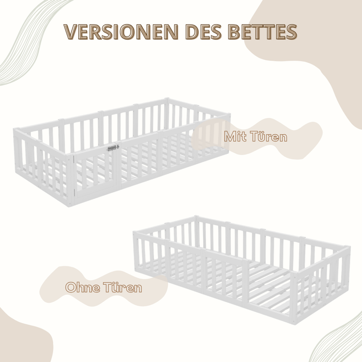 Crazy Pine 'Crazy Johnny' Kinderbett mit Rausfallschutz 40 cm, Holz, Weiß, 140x180 cm, mit Tür – Bild 7