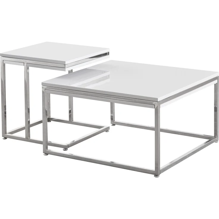Satztisch >Reno< in weiß, MDF und Metall - 70x50x70cm (BxHxT) – Bild 2