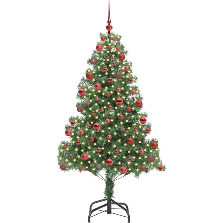 vidaXL Weihnachtsbaum mit LED-Beleuchtung Grün 180 cm PVC und Stahl 3396380 – Bild 3