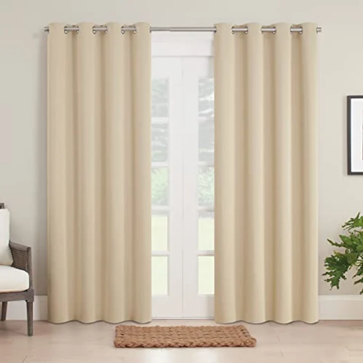 Eclipse Bradford Vorhang mit Ösen, wasserdicht, wärmeisoliert, für Terrasse oder Veranda, 132,1x241,3 cm, Leinen – Bild 2