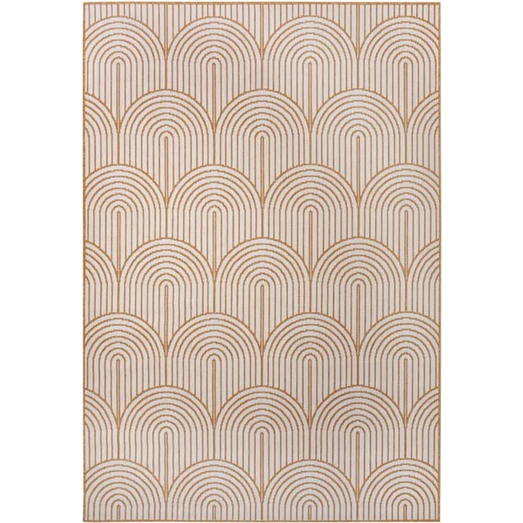 Hanse Home Pangli Outdoor Teppich Wetterfest – Wendeteppich Skandinavischer Boho Style Wasserfest Einfarbig Geometrisch 3D-Effekt für Garten, Balkon, Terrasse, Wohnzimmer – Ocker, 120x170 cm – Bild 4