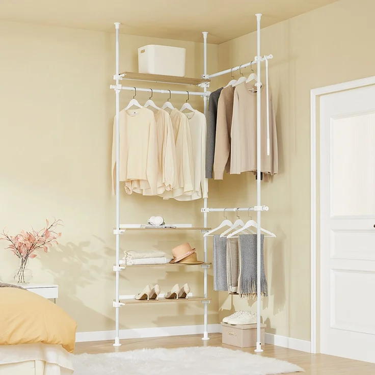 SoBuy KLS17-WN Garderobenständer, Metall, Pulverbeschichtung, Weiß, 151 x 214 x 54 cm – Bild 2