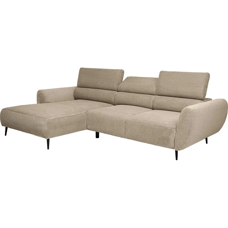 WERK2 Ecksofa Alisson Sitztiefe elektrisch verstellbar, verstellbare Kopfstützen, Schwebendes L-Form Sofa in Cord, 15 cm bodenfrei (saugrobotergeeignet) – Bild 3