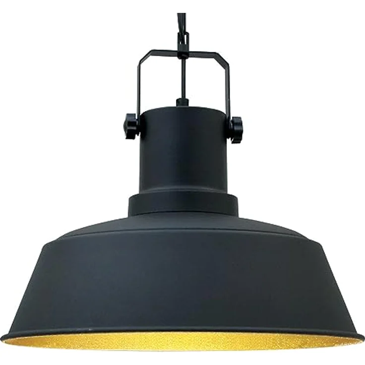 bamyum Orema Hängelampe Industrial Vintage, Ø40cm, Metall, E27, schwarz mit goldfarbener Innenseite, für Wohnzimmer und Küche – Bild 2
