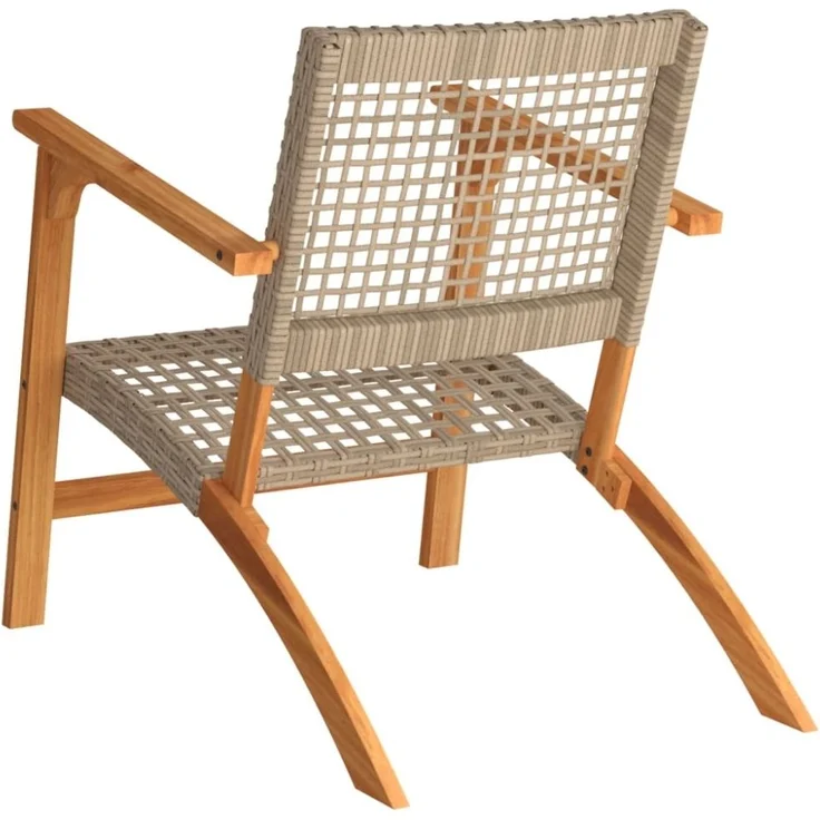 vidaXL Gartenstühle 2 Stk. Beige Poly Rattan und Akazienholz 365869 – Bild 4
