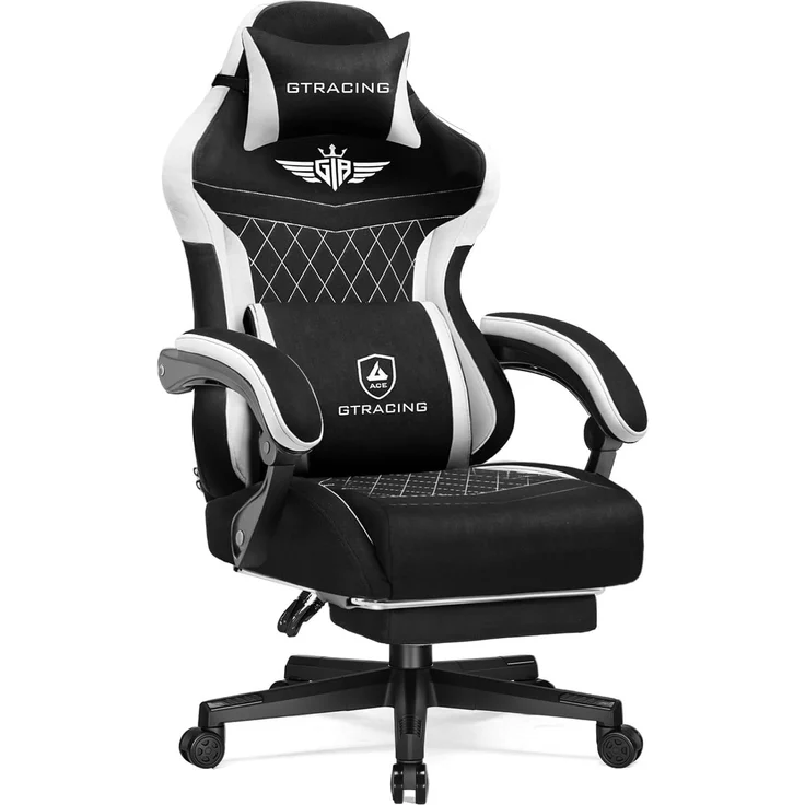 GTPLAYER Gaming-Stuhl Stoff Gaming Chair Ergonomisch Bürostuh PC Stuhl, 150kg Belastbarkeit, Schreibtischstuh mit Federsitzkissen und Fußstütze – Bild 1