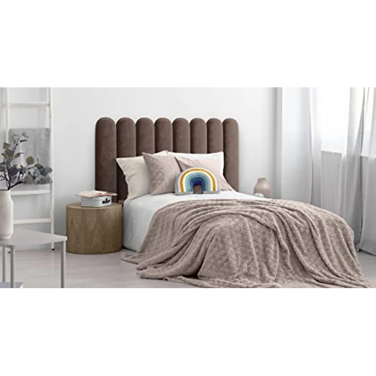 Muralo Polsterpaneel ovales WANDPOLSTER Wandkissen Bettkopfteil Wandpaneel Schlafzimmer Wohnzimmer Bett Lendekissen Modern Luxus Gepolstert Polster Paneel (Braun, 20x80 cm) – Bild 6
