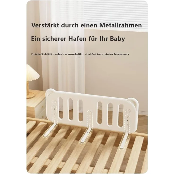 habeig Babybett Bettgitter Babygitter 120x47cm Rausfallschutz extrem stabil, 120 cm breit – Bild 3