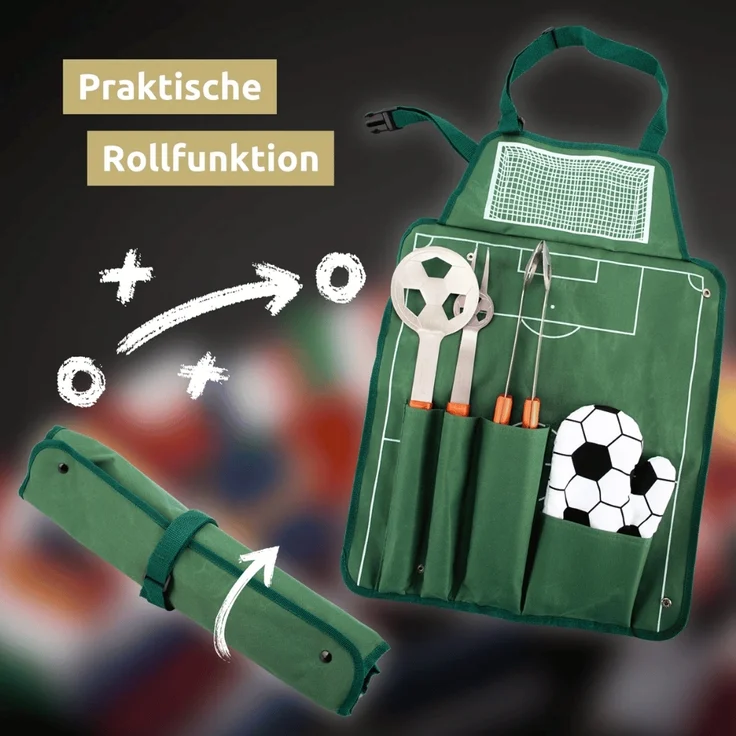 Grillbesteck Set SOCCA Grillgabel, Grillzange, Grillwender, Grillhandschuh | Grillset für Männer Geschenk Grillzubehör Grilluntensilien – Bild 5