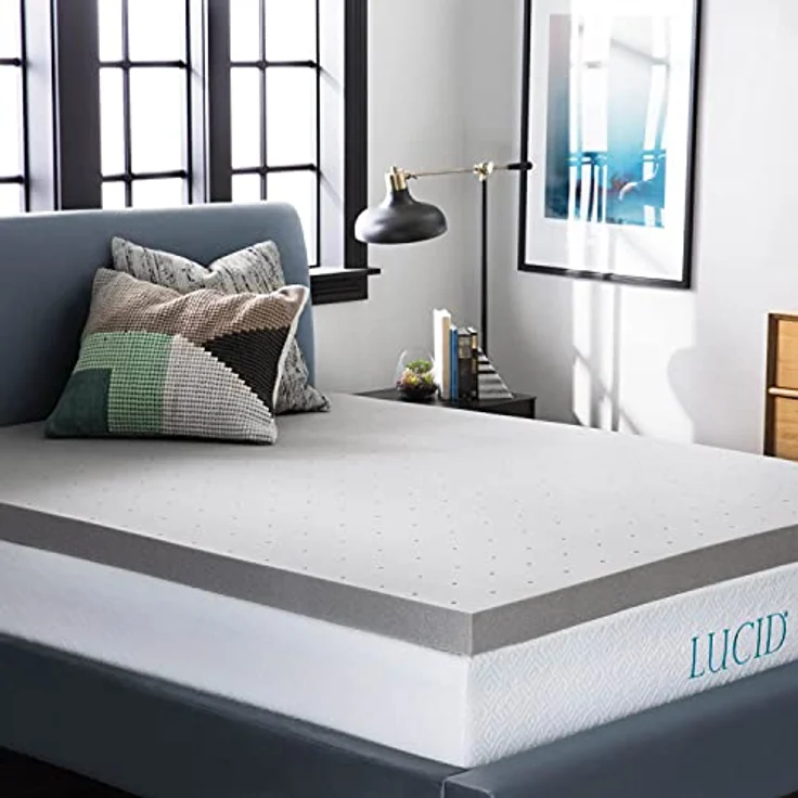 LUCID 7,5 cm Bambuskohle Memory Foam Matratzenauflage - Aktivkohle - Atmungsaktive Matratzenauflage, Doppelbett (135x190 cm) – Bild 6