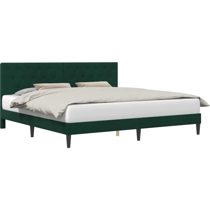 vidaXL Bettrahmen mit Kopfteil Dunkelgrün 180 x 200 cm Samt 42027681 – Bild 2