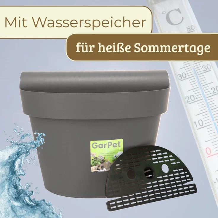 GarPet Balkonkasten 4er Set Geländertopf Balkon Wasserspeicher Blumen Topf Zaun Anthrazit – Bild 7