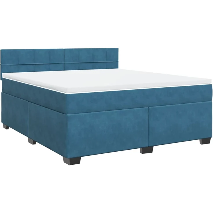 vidaXL Boxspringbett mit Matratze Blau 180x200 cm Samt 3286382 – Bild 2