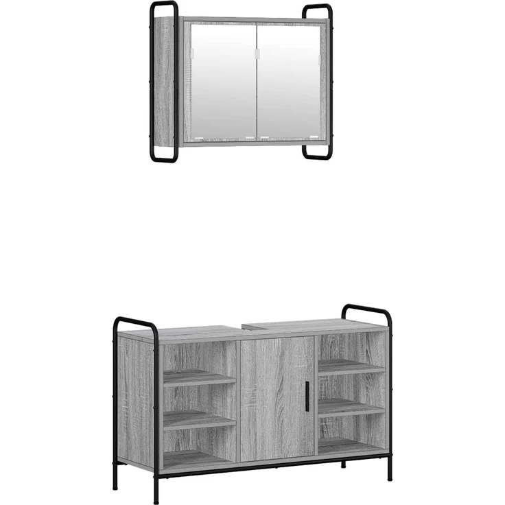 vidaXL Badezimmerschrank-Set 2 stk. Sonoma-Grau 65,5 x 34 x 61 cm 3444492 – Bild 2