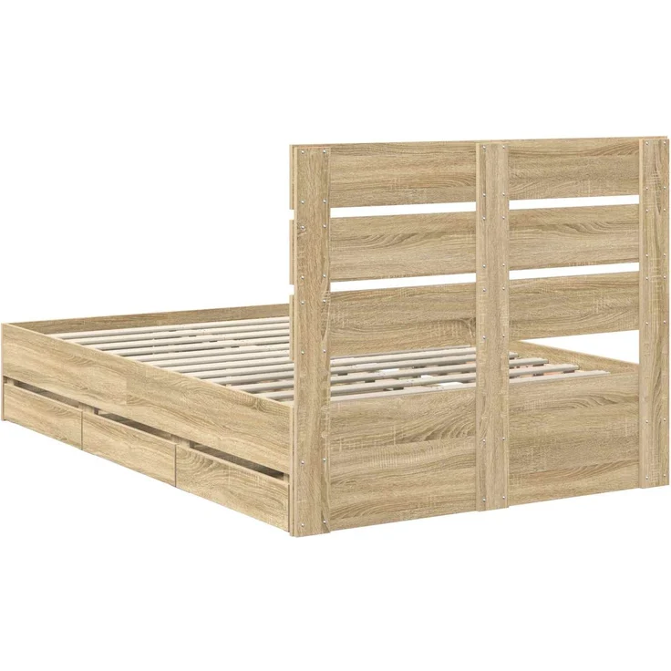 vidaXL Bettrahmen Sonoma-Eiche 120 x 190 cm Ingenieurs Holz 3411849 – Bild 10