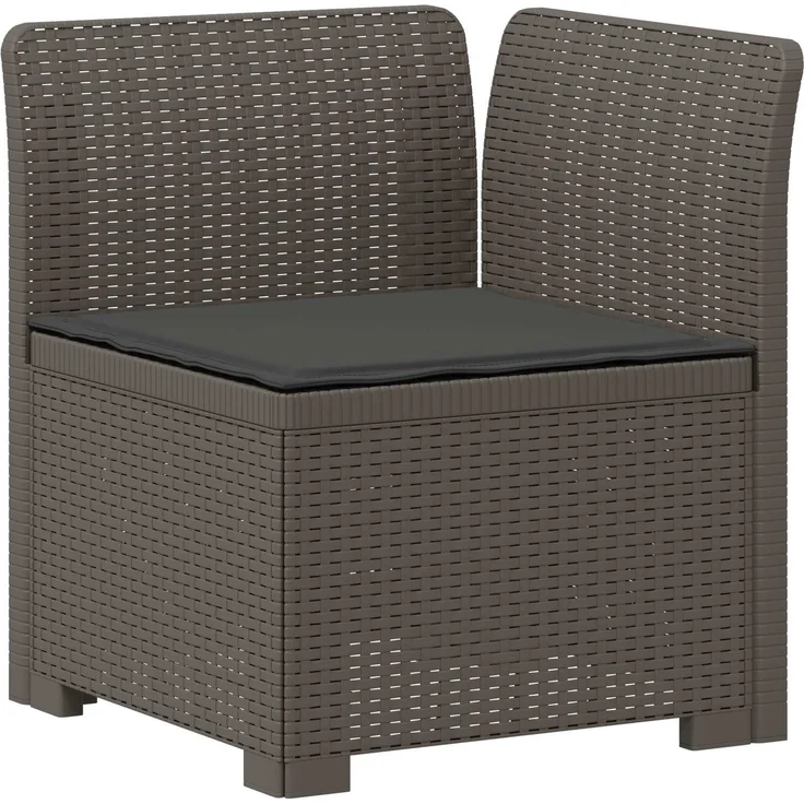 vidaXL 5-Sitzer Gartensofa mit Kissen Rattan-Look PP Hellgrau 3443903 – Bild 5